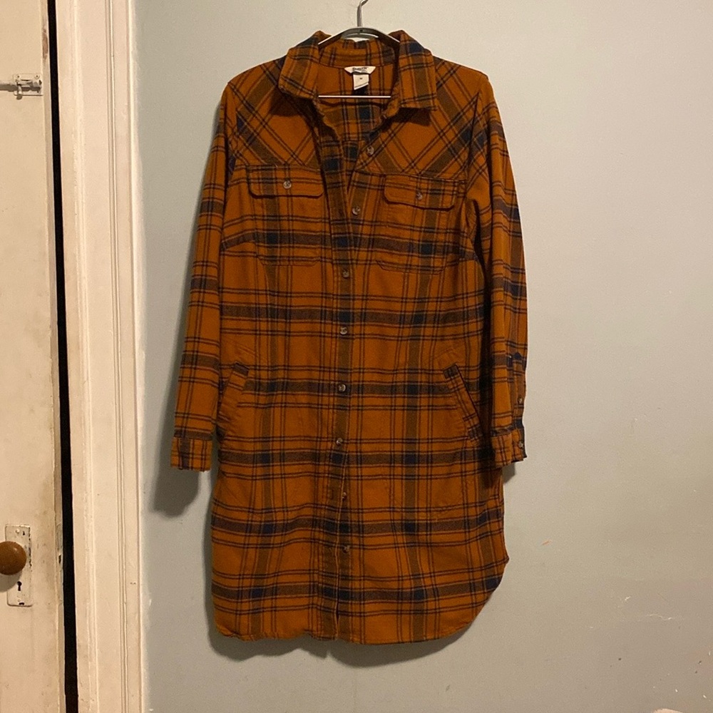 Duluth Trading Rust Plaid Duster/Jacket. Women’s size M.